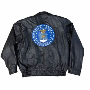 VTG Leather Gallery US Air Force Leather Jacket Men’s XL Black Military Bomber